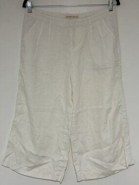 Marrakech Women’s 100% Linen White Cropped Wide Leg Pants Size 27